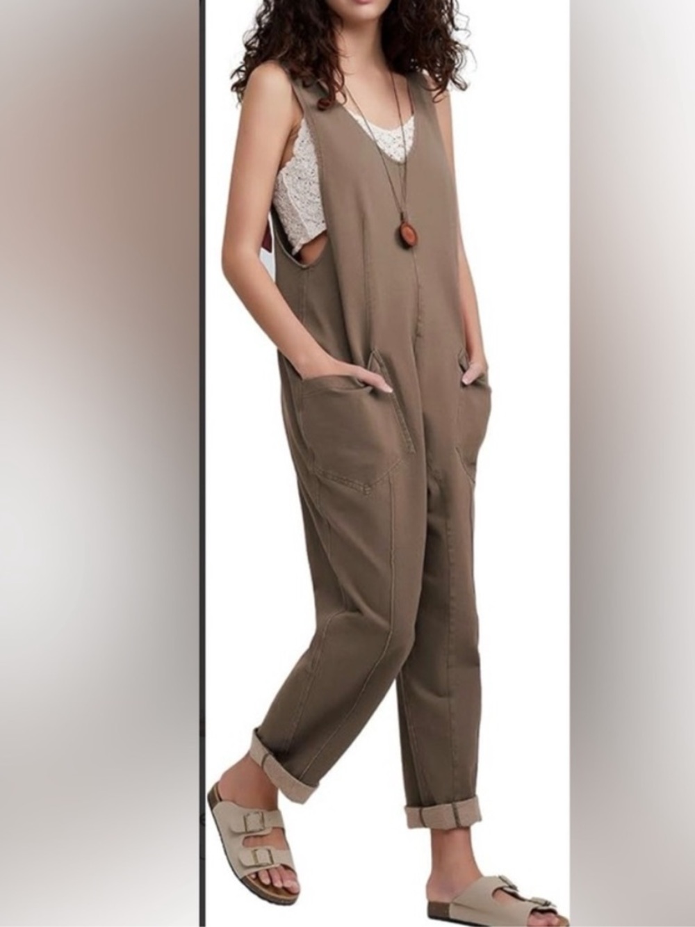 EXLURA Womens High Roller Jumpsuit brown Size M NWT